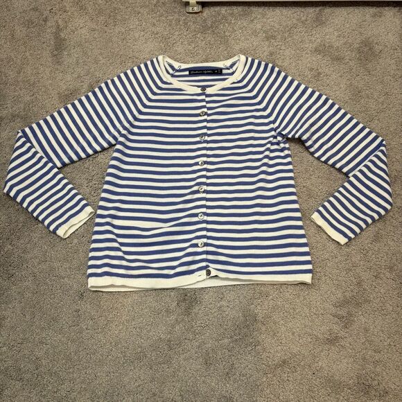 Gudrun Sjoden Blue and White Striped Cardigan Sweater Organic Cotton Size XS - Picture 3 of 12